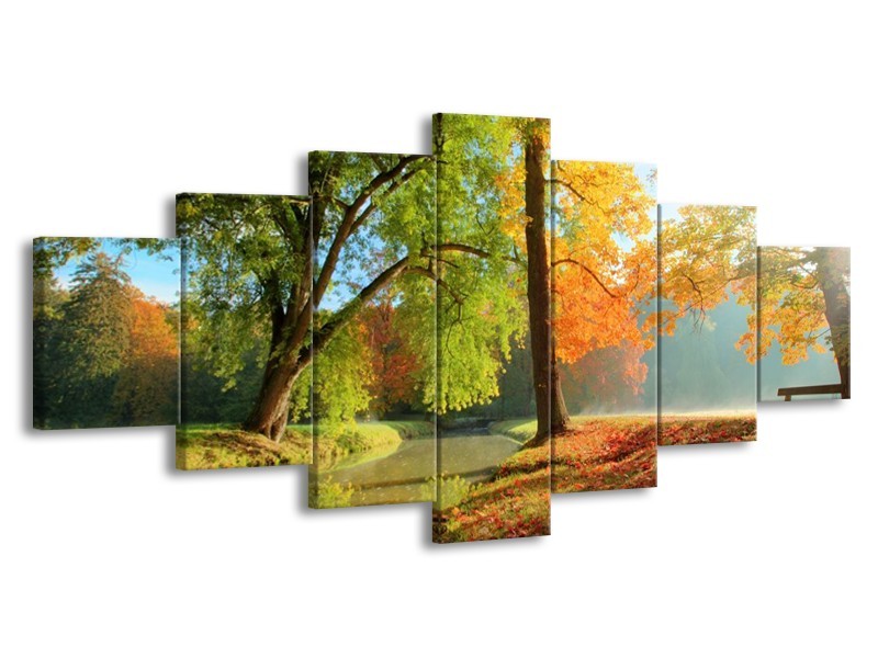 Glas schilderij Herfst | Oranje, Bruin, Groen | 210x100cm 7Luik