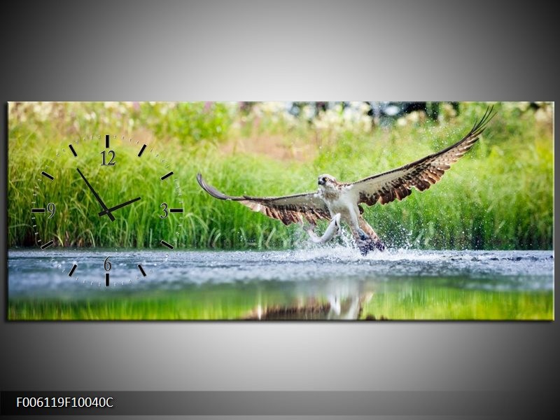 Klok schilderij Natuur | Groen, Grijs | 100x40cm 1Luik