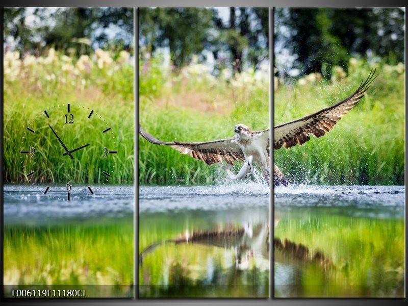 Klok schilderij Natuur | Groen, Grijs | 111x80cm 3Luik