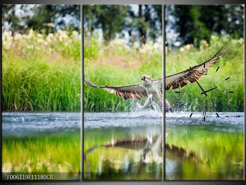 Klok schilderij Natuur | Groen, Grijs | 111x80cm 3Luik