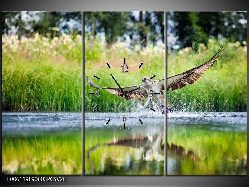 Klok schilderij Natuur | Groen, Grijs | 90x60cm 3Luik