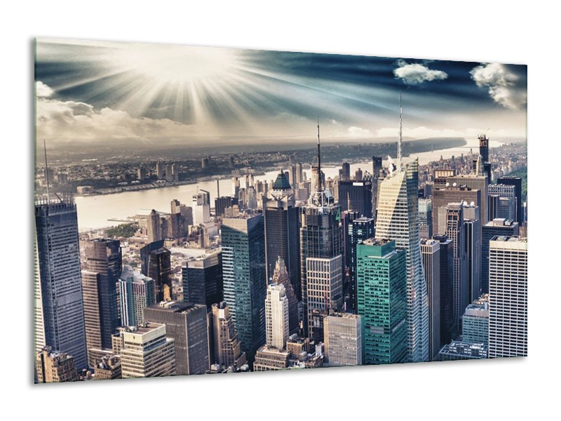 Canvas schilderij Wolkenkrabber | Grijs, Groen | 120x70cm 1Luik