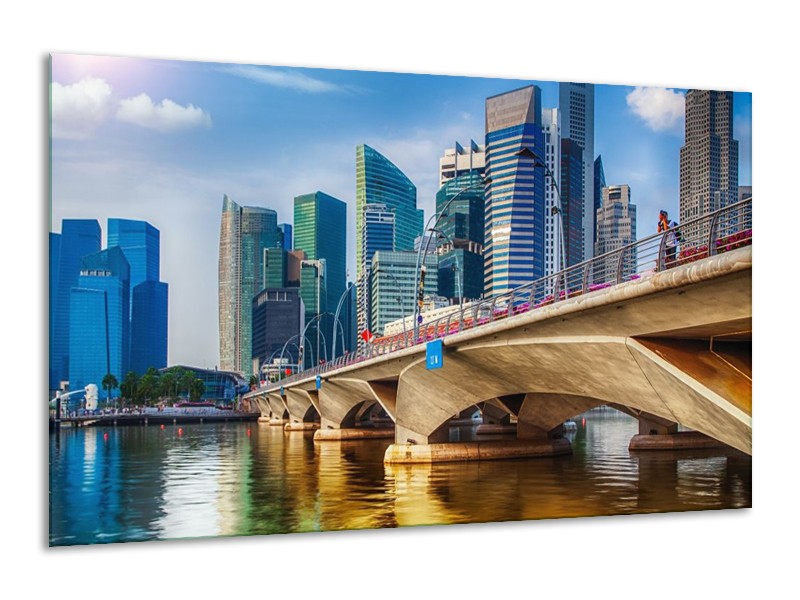 Canvas schilderij Singapore | Blauw, Groen, Bruin | 120x70cm 1Luik