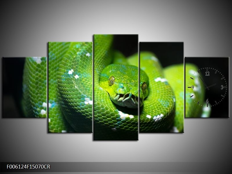 Klok schilderij Natuur | Groen, Zwart | 150x70cm 5Luik