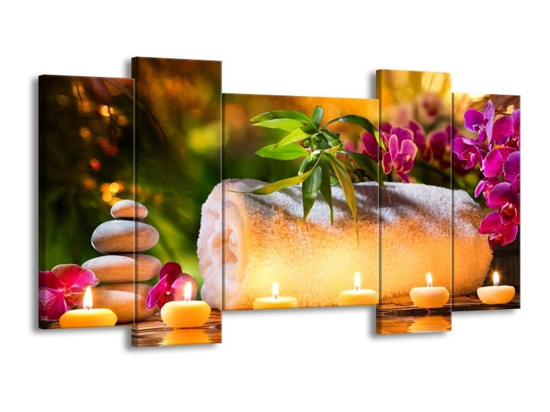 Canvas schilderij Spa | Geel, Bruin, Paars | 120x65 5Luik