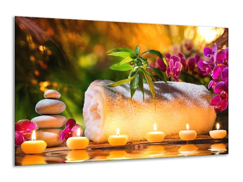 Canvas schilderij Spa | Geel, Bruin, Paars | 120x70cm 1Luik