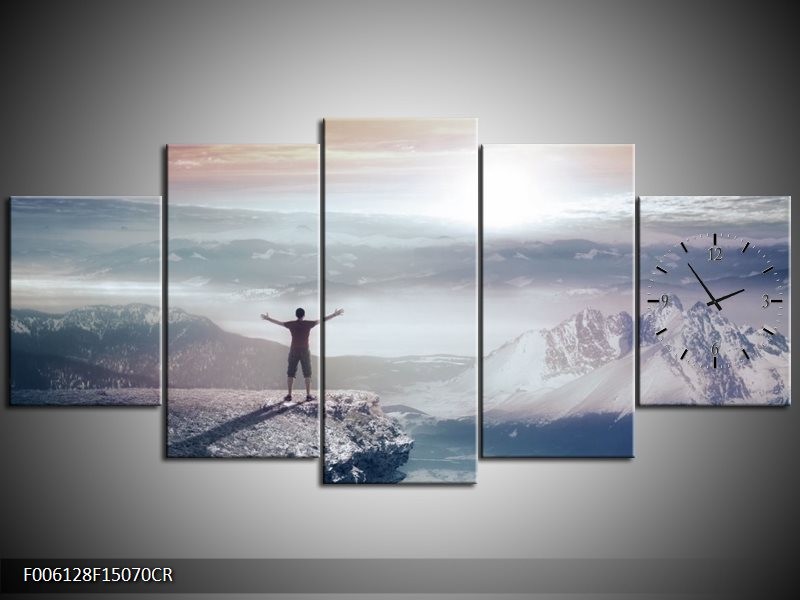 Klok schilderij Natuur | Grijs, Wit | 150x70cm 5Luik