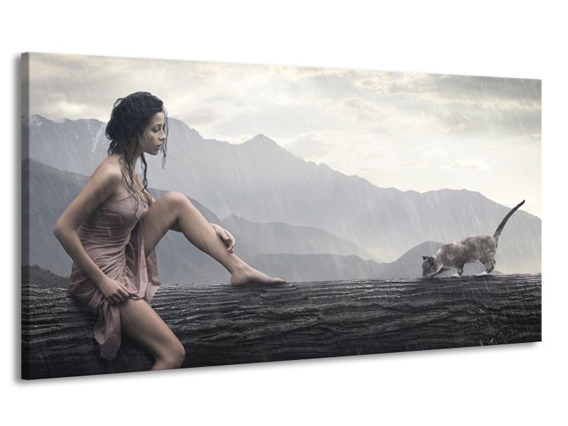 Canvas schilderij Vrouw | Grijs | 170x90cm 1Luik