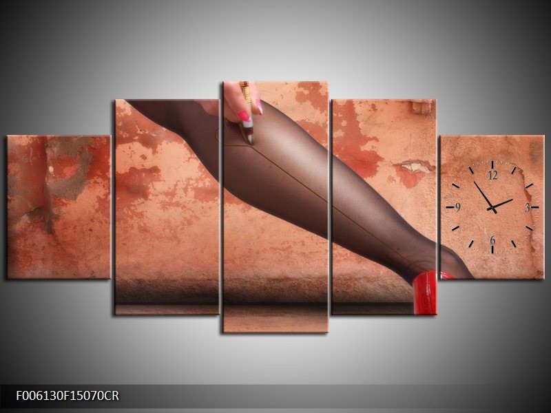 Klok schilderij Schoen | Rood, Bruin | 150x70cm 5Luik