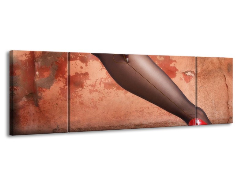 Canvas schilderij Schoen | Rood, Bruin | 170x50cm 3Luik