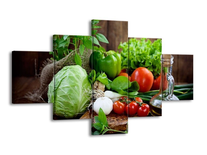 Glas schilderij Groenten | Groen, Bruin | 125x70cm 5Luik