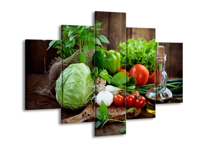 Canvas schilderij Groenten | Groen, Bruin | 150x105cm 5Luik