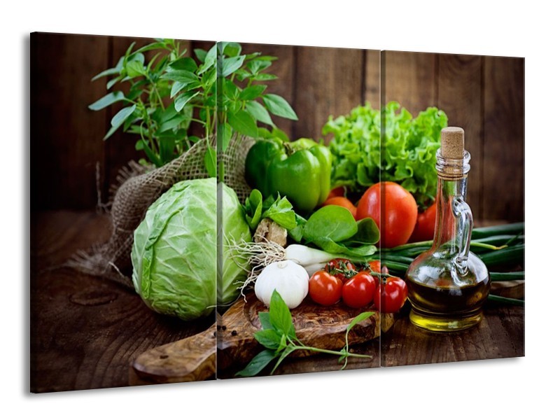 Canvas schilderij Groenten | Groen, Bruin | 165x100cm 3Luik