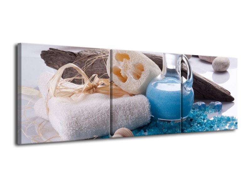 Glas schilderij Spa | Blauw, Wit | 120x40cm 3Luik