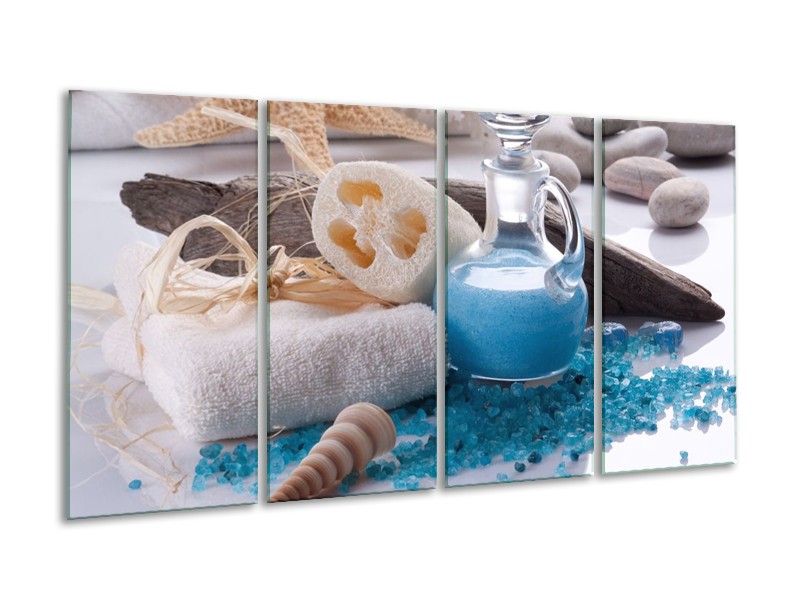 Canvas schilderij Spa | Blauw, Wit | 160x80cm 4Luik