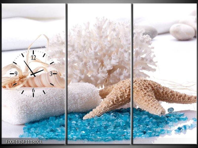 Klok schilderij Spa | Blauw, Wit | 111x80cm 3Luik