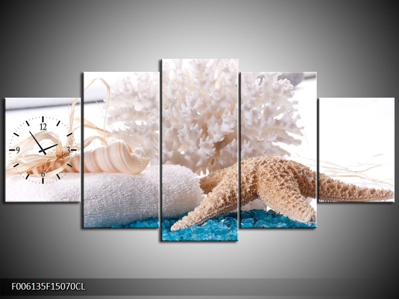 Klok schilderij Spa | Blauw, Wit | 150x70cm 5Luik