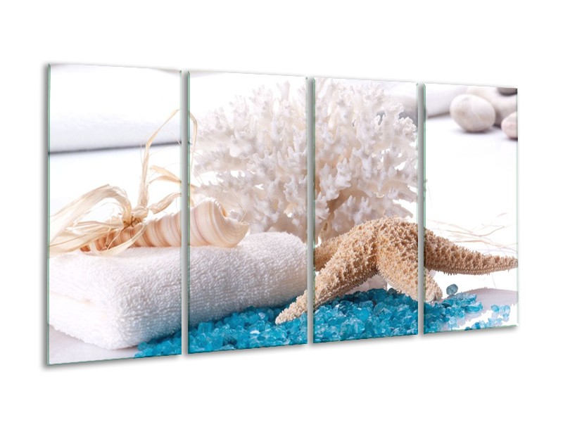 Canvas schilderij Spa | Blauw, Wit | 160x80cm 4Luik