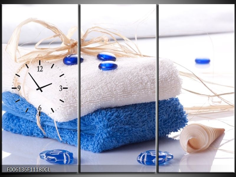 Klok schilderij Spa | Blauw, Wit | 111x80cm 3Luik