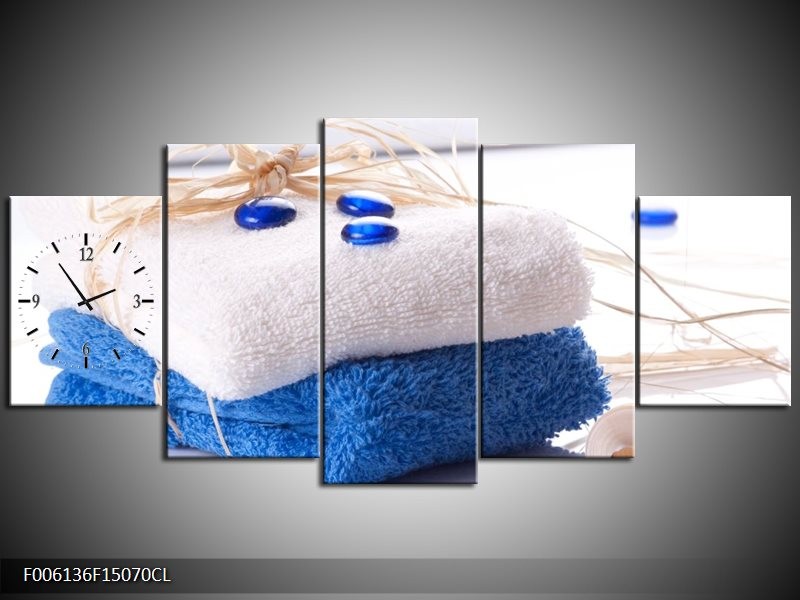 Klok schilderij Spa | Blauw, Wit | 150x70cm 5Luik