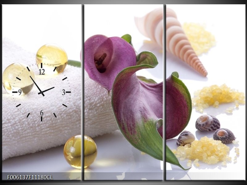 Klok schilderij Spa | Paars, Wit | 111x80cm 3Luik