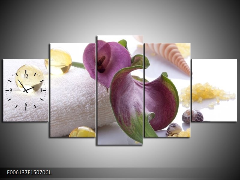 Klok schilderij Spa | Paars, Wit | 150x70cm 5Luik