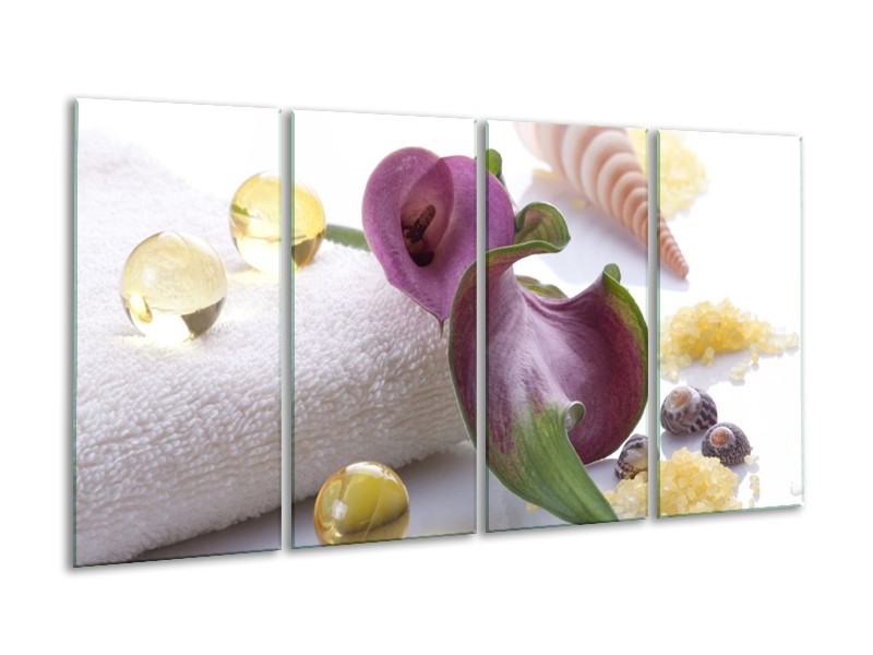 Canvas schilderij Spa | Paars, Wit | 160x80cm 4Luik