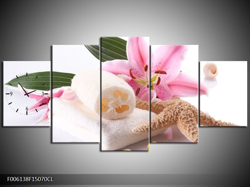 Klok schilderij Spa | Roze, Wit | 150x70cm 5Luik