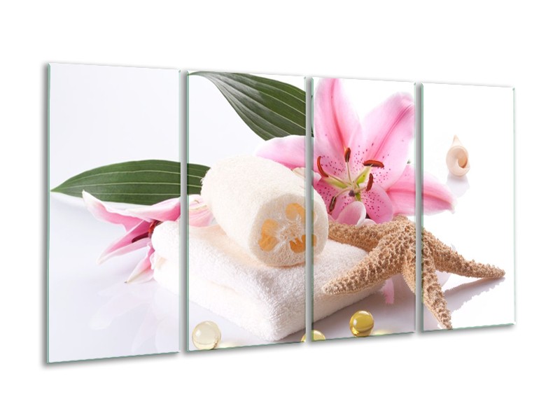 Canvas schilderij Spa | Roze, Wit | 160x80cm 4Luik