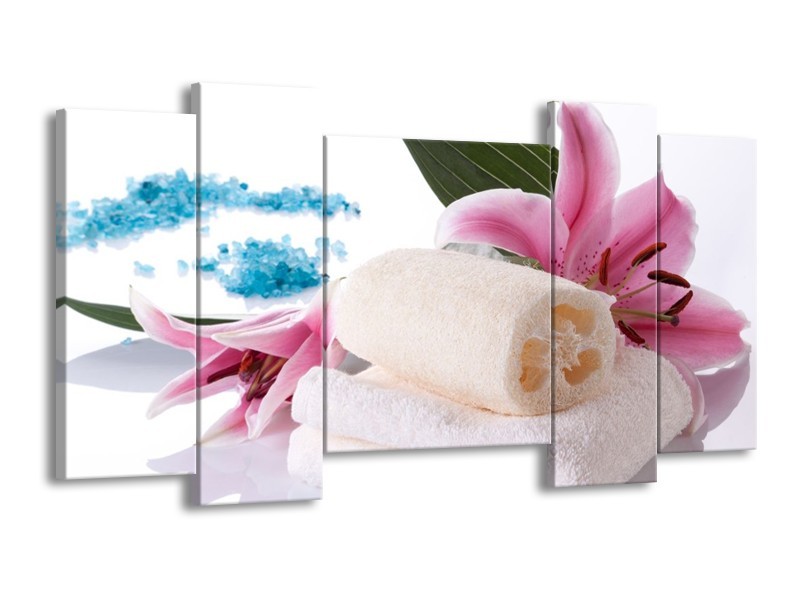 Canvas schilderij Spa | Roze, Wit, Blauw | 120x65 5Luik