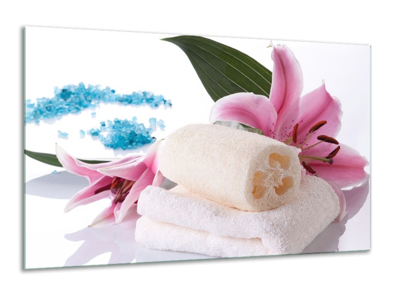 Canvas schilderij Spa | Roze, Wit, Blauw | 120x70cm 1Luik