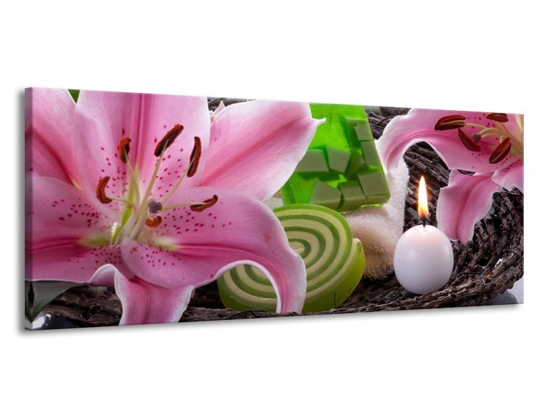 Canvas schilderij Spa | Roze, Groen | 145x58cm 1Luik