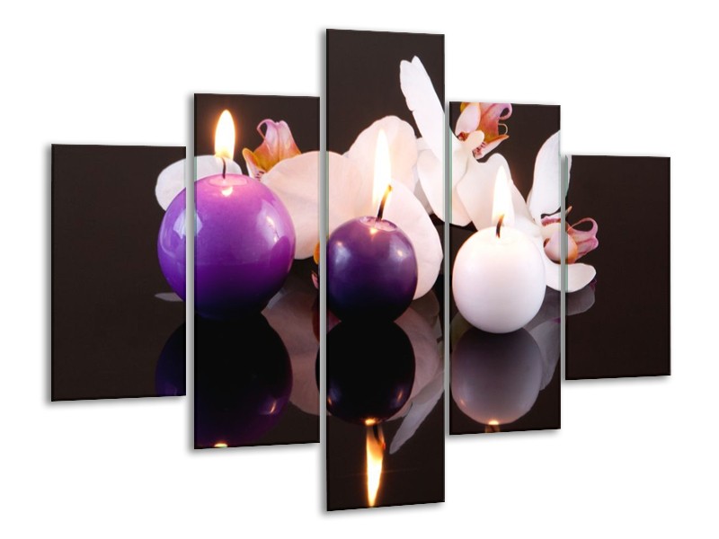Glas schilderij Spa | Paars, Wit, Zwart | 100x70cm 5Luik