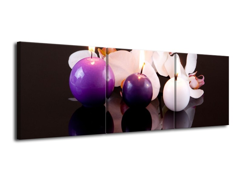 Canvas schilderij Spa | Paars, Wit, Zwart | 120x40cm 3Luik