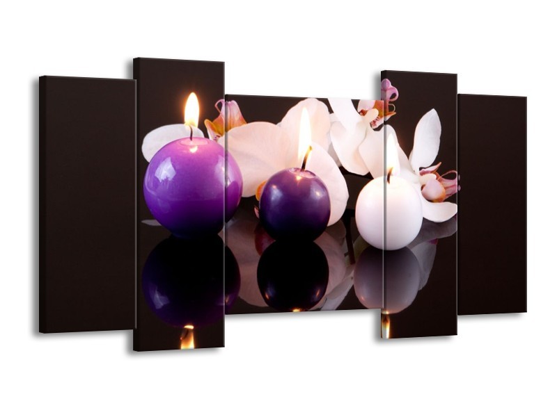 Canvas schilderij Spa | Paars, Wit, Zwart | 120x65 5Luik