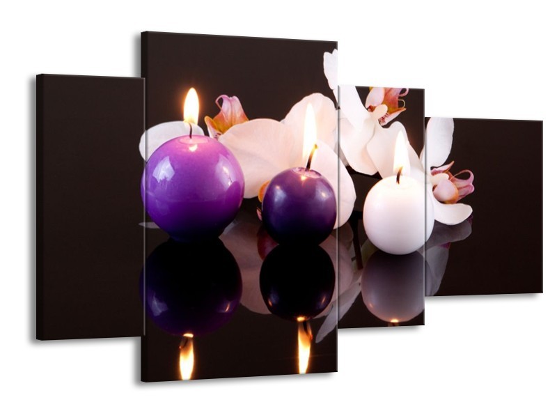 Glas schilderij Spa | Paars, Wit, Zwart | 120x75cm 4Luik