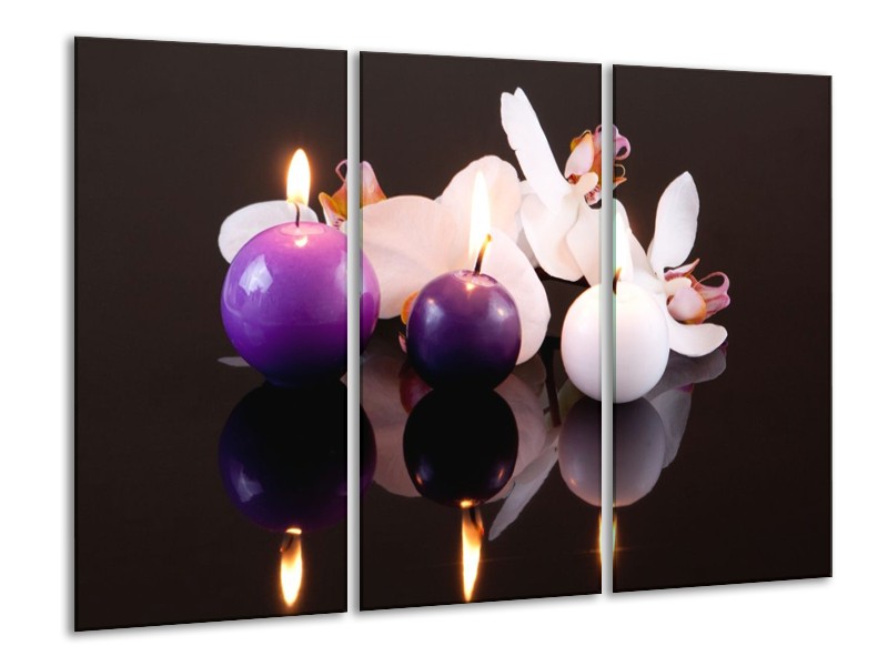 Canvas schilderij Spa | Paars, Wit, Zwart | 120x80cm 3Luik