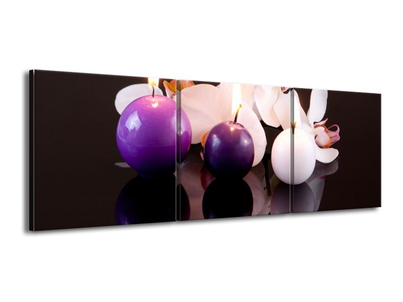 Canvas schilderij Spa | Paars, Wit, Zwart | 150x50cm 3Luik