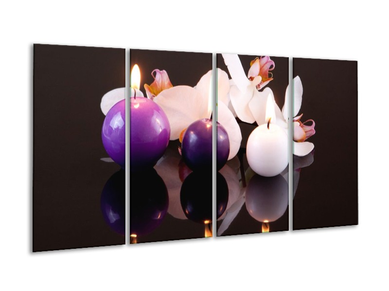 Canvas schilderij Spa | Paars, Wit, Zwart | 160x80cm 4Luik