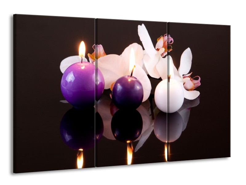 Canvas schilderij Spa | Paars, Wit, Zwart | 165x100cm 3Luik