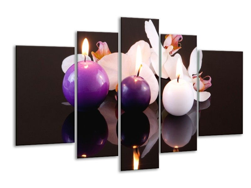Glas schilderij Spa | Paars, Wit, Zwart | 170x100cm 5Luik