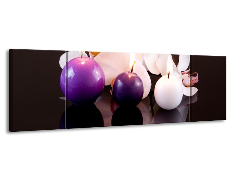 Glas schilderij Spa | Paars, Wit, Zwart | 170x50cm 3Luik