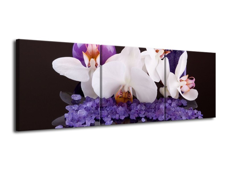 Canvas schilderij Spa | Paars, Wit, Zwart | 120x40cm 3Luik