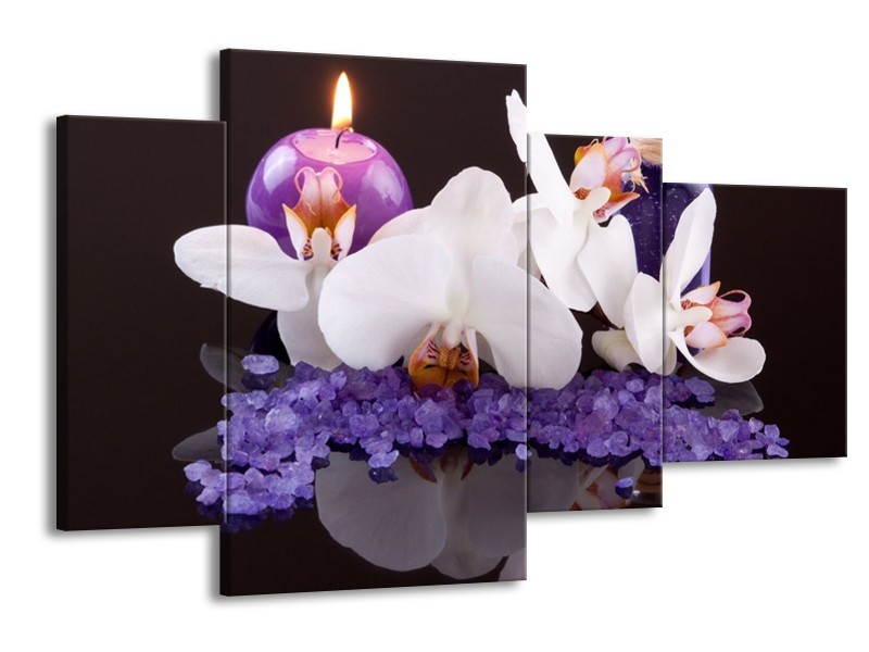 Glas schilderij Spa | Paars, Wit, Zwart | 120x75cm 4Luik