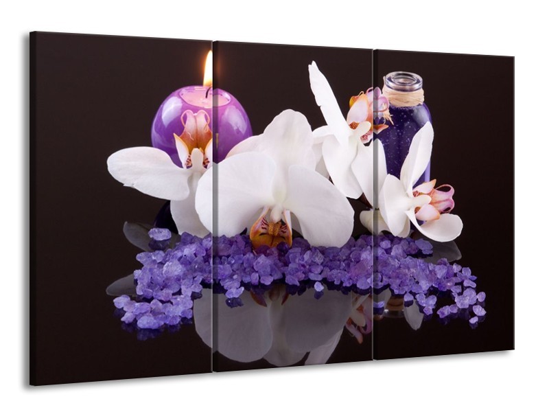 Glas schilderij Spa | Paars, Wit, Zwart | 165x100cm 3Luik