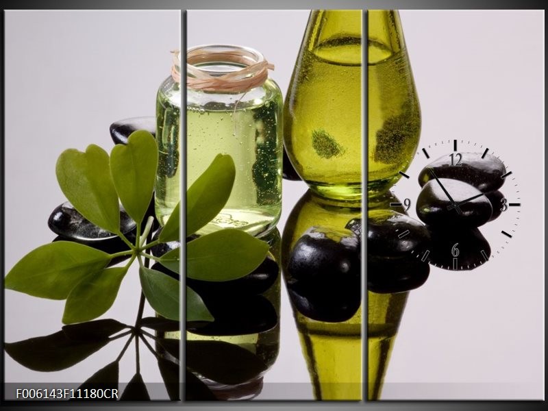 Klok schilderij Olijven | Groen, Grijs | 111x80cm 3Luik