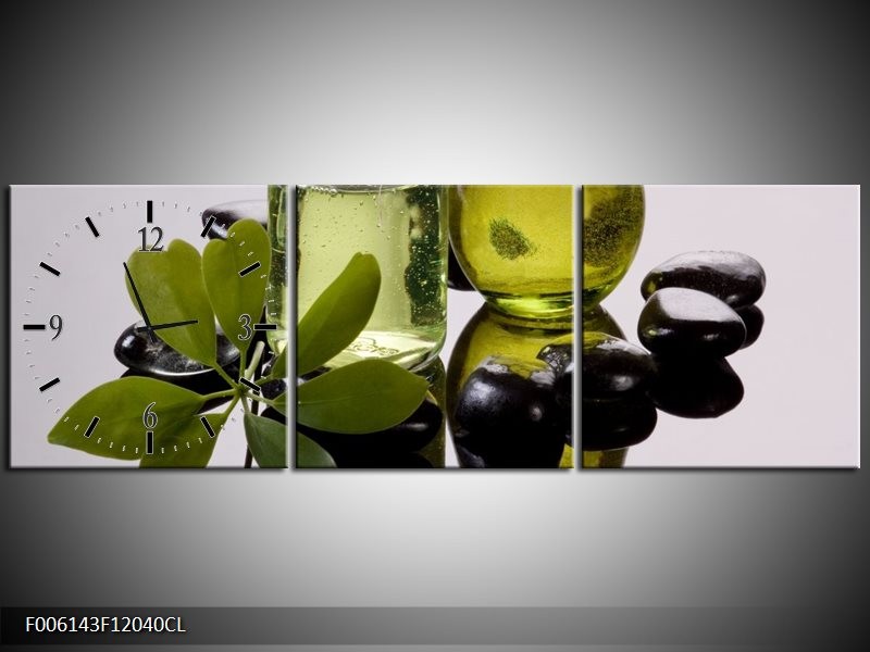Klok schilderij Olijven | Groen, Grijs | 120x40cm 3Luik