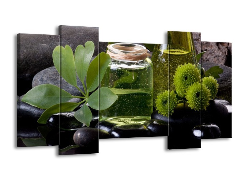 Canvas schilderij Olijven | Groen, Zwart | 120x65 5Luik