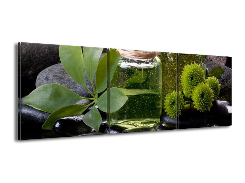 Glas schilderij Olijven | Groen, Zwart | 150x50cm 3Luik