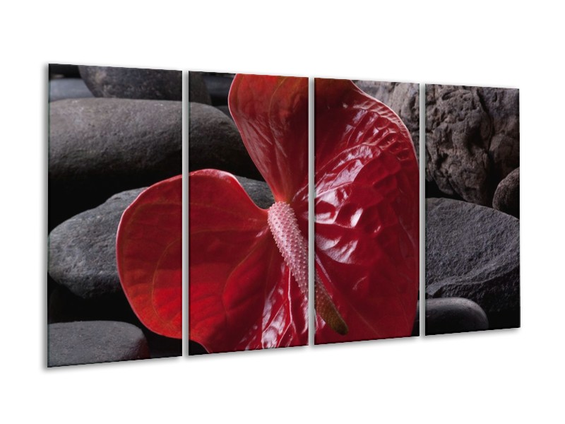 Canvas schilderij Spa | Rood, Grijs, Zwart | 160x80cm 4Luik